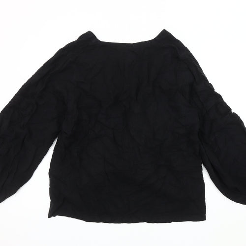 Marks and Spencer Black Linen Blend Blouse for Women - Size 18