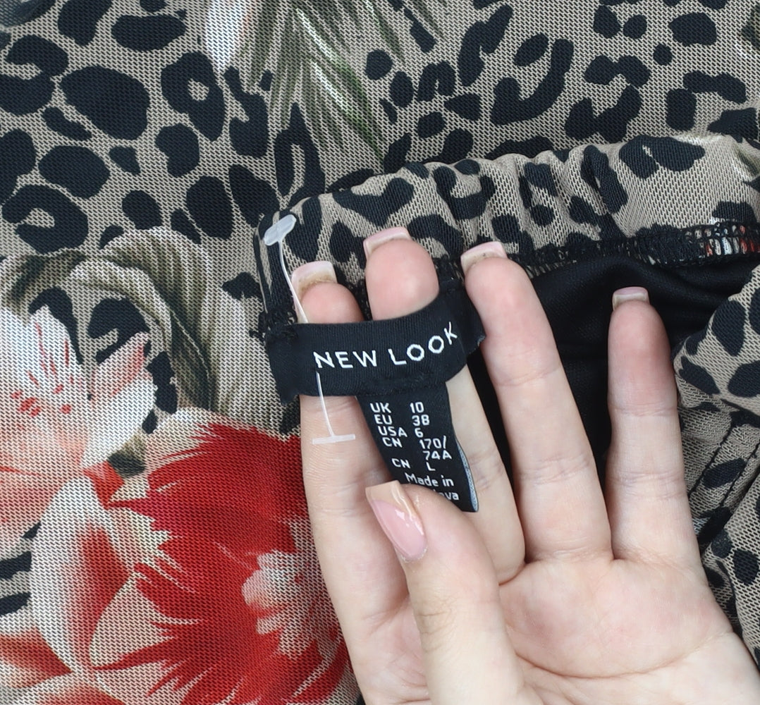 New Look Women's Multicoloured Midi Pencil Skirt - Size 10