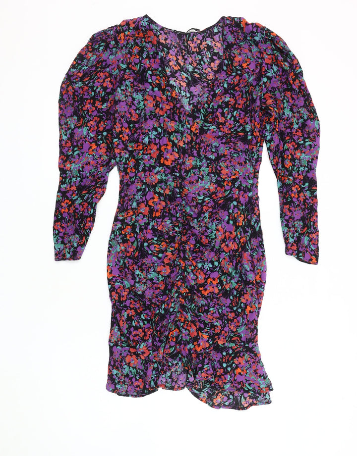 Zara Women's Multicoloured Floral Dress Size 8