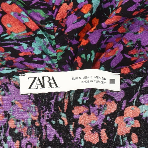 Zara Women's Multicoloured Floral Dress Size 8
