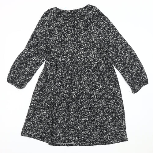 Pull & Bear Women's M Black A-Line Floral Dress