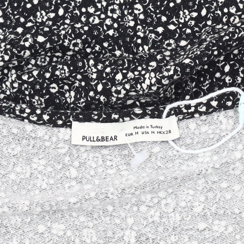 Pull & Bear Women's M Black A-Line Floral Dress