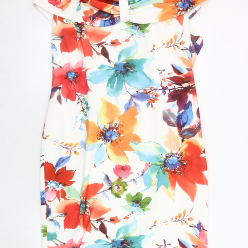 Glitz Women's Multicoloured Floral Dress, Size 18, Off Shoulder
