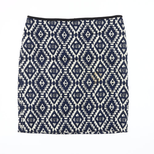 Marks and Spencer Women's Blue Geometric Pencil Skirt Size 18