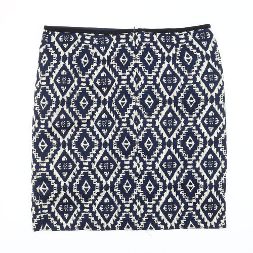 Marks and Spencer Women's Blue Geometric Pencil Skirt Size 18