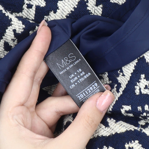 Marks and Spencer Women's Blue Geometric Pencil Skirt Size 18