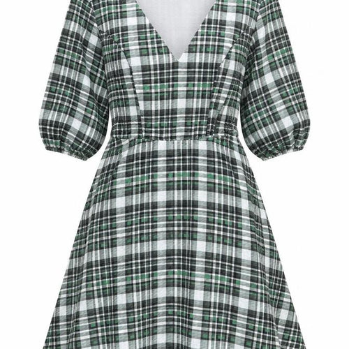 ASOS Design Women’s Multicoloured Plaid V-Neck Dress, Size 8