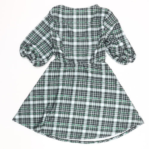 ASOS Design Women’s Multicoloured Plaid V-Neck Dress, Size 8