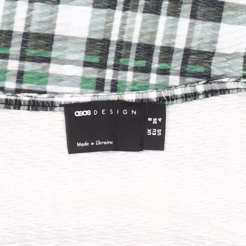 ASOS Design Women’s Multicoloured Plaid V-Neck Dress, Size 8