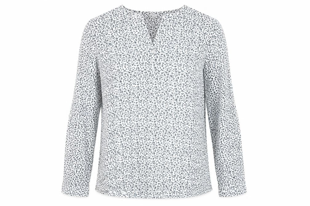 Front view of s.Oliver Women's Floral Blouse, size 12, Long Sleeve