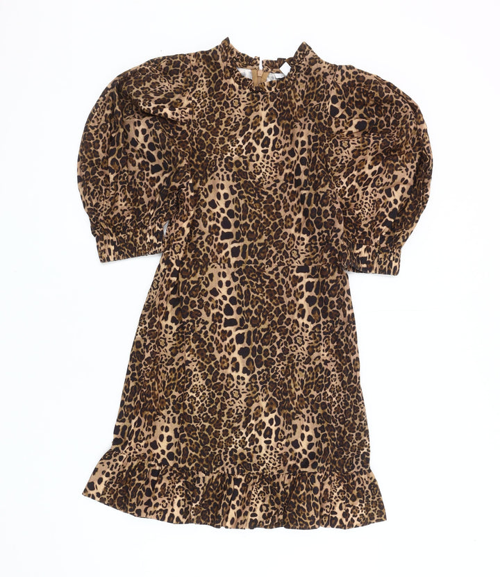 Topshop Women's Brown A-Line Dress UK Size 6 Party