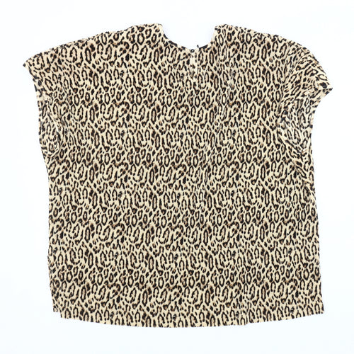 Marks and Spencer Women's Beige Animal Print T-Shirt, Size 20