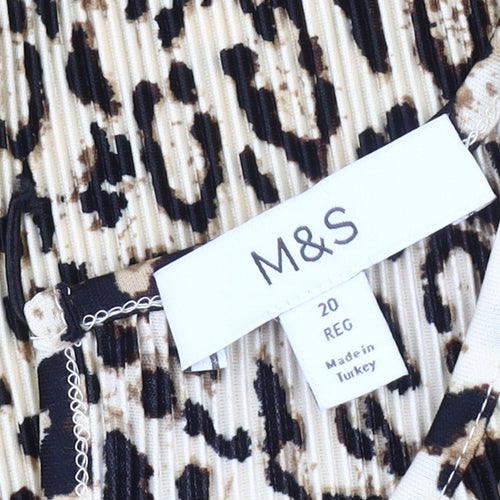 Marks and Spencer Women's Beige Animal Print T-Shirt, Size 20