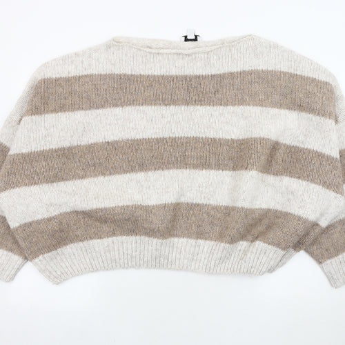 Topshop Women's Beige XL Striped Pullover Jumper