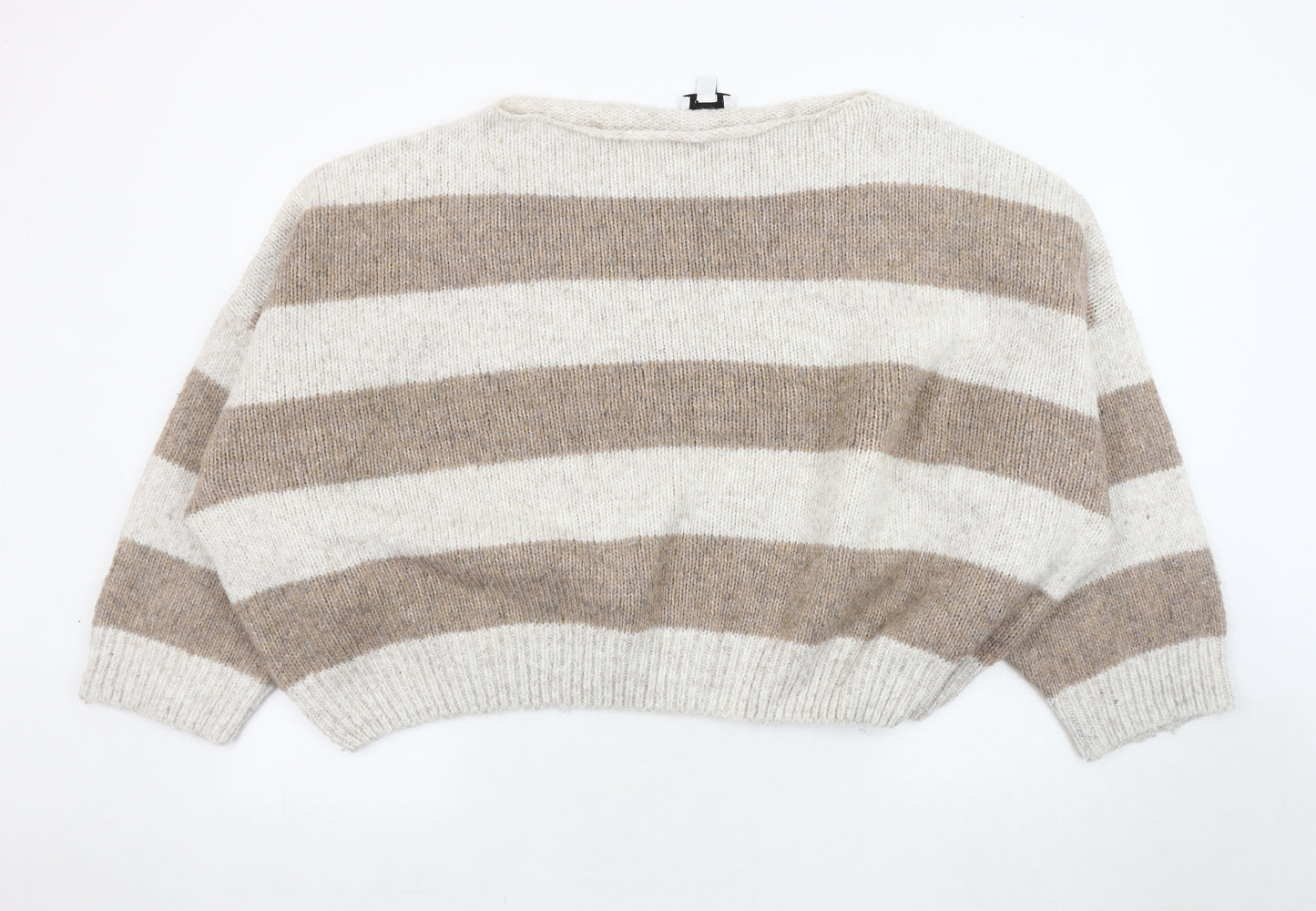 Topshop Women's Beige XL Striped Pullover Jumper