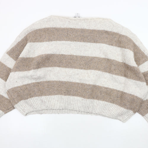 Topshop Women's Beige XL Striped Pullover Jumper