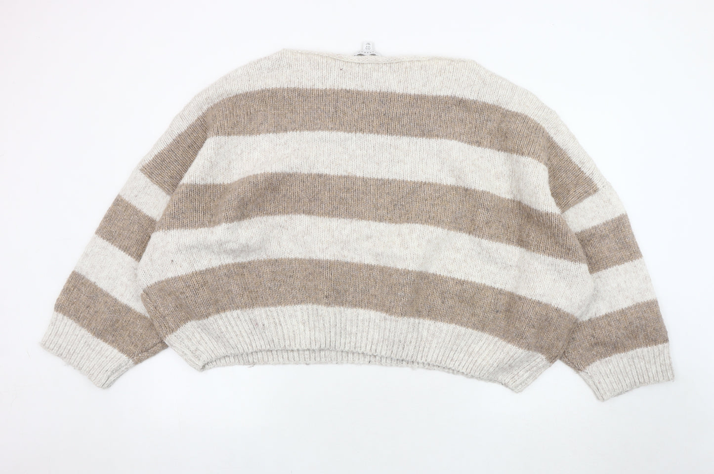 Topshop Women's Beige XL Striped Pullover Jumper