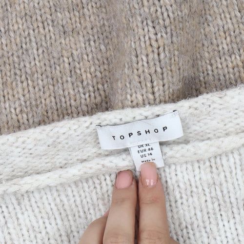 Topshop Women's Beige XL Striped Pullover Jumper