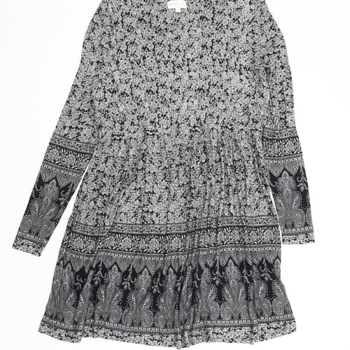 Apricot Women's Black Floral Dress, Size 14, Long Sleeve