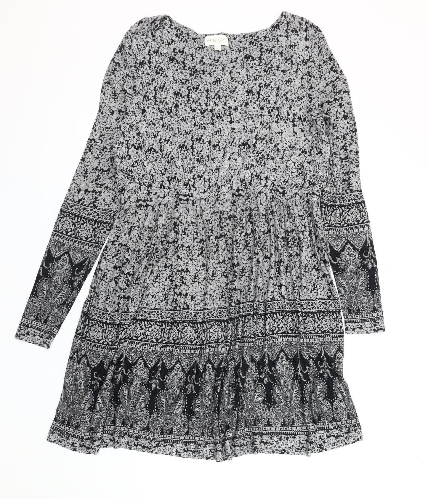 Apricot Women's Black Floral Dress, Size 14, Long Sleeve