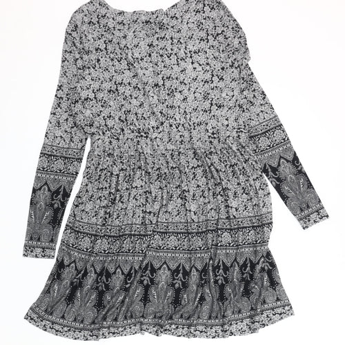 Apricot Women's Black Floral Dress, Size 14, Long Sleeve