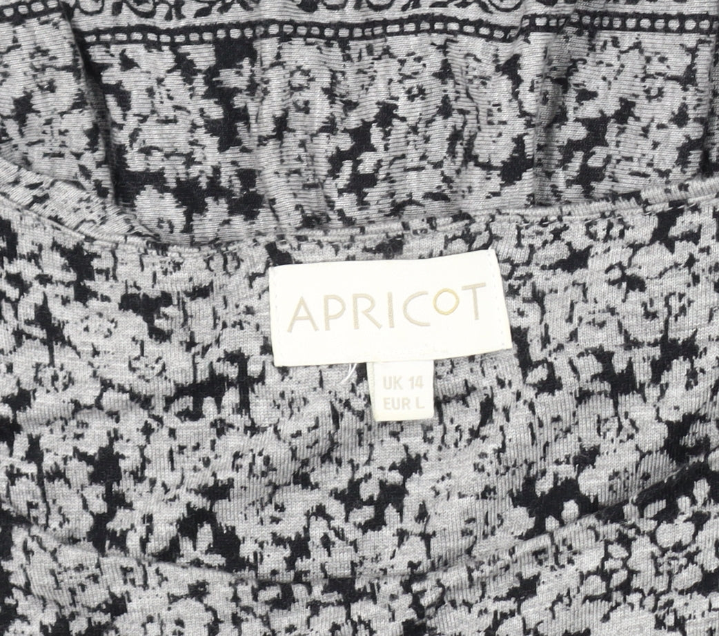 Apricot Women's Black Floral Dress, Size 14, Long Sleeve