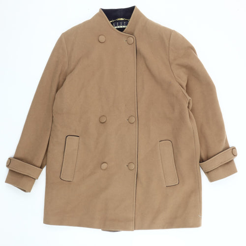 Kesta London Women's Beige Wool Cashmere Blend Pea Coat Size 14