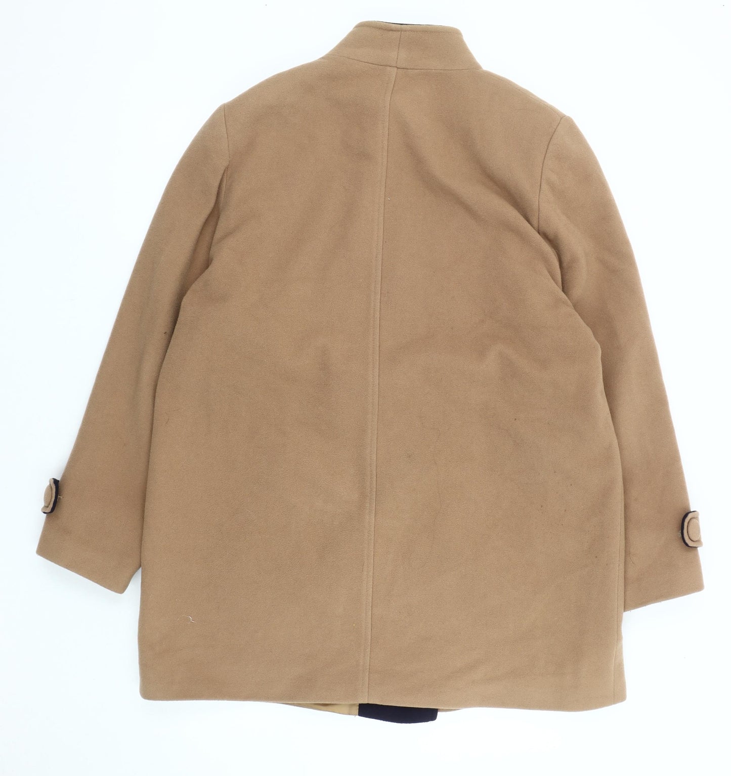 Kesta London Women's Beige Wool Cashmere Blend Pea Coat Size 14