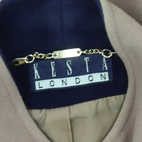 Kesta London Women's Beige Wool Cashmere Blend Pea Coat Size 14