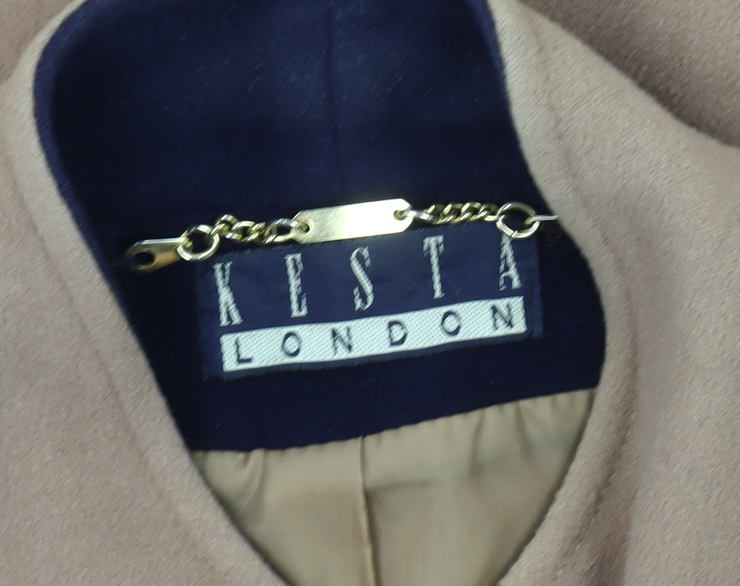 Kesta London Women's Beige Wool Cashmere Blend Pea Coat Size 14