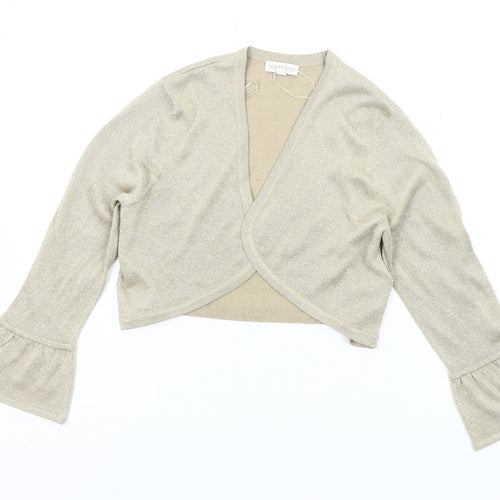 Monsoon Women Gold Shrug M Bell Sleeve Casual