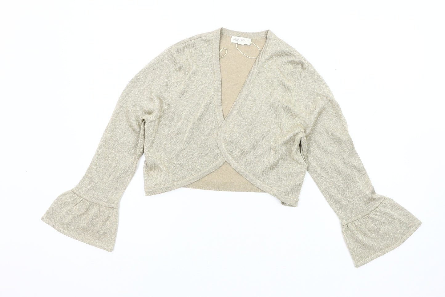 Monsoon Women Gold Shrug M Bell Sleeve Casual
