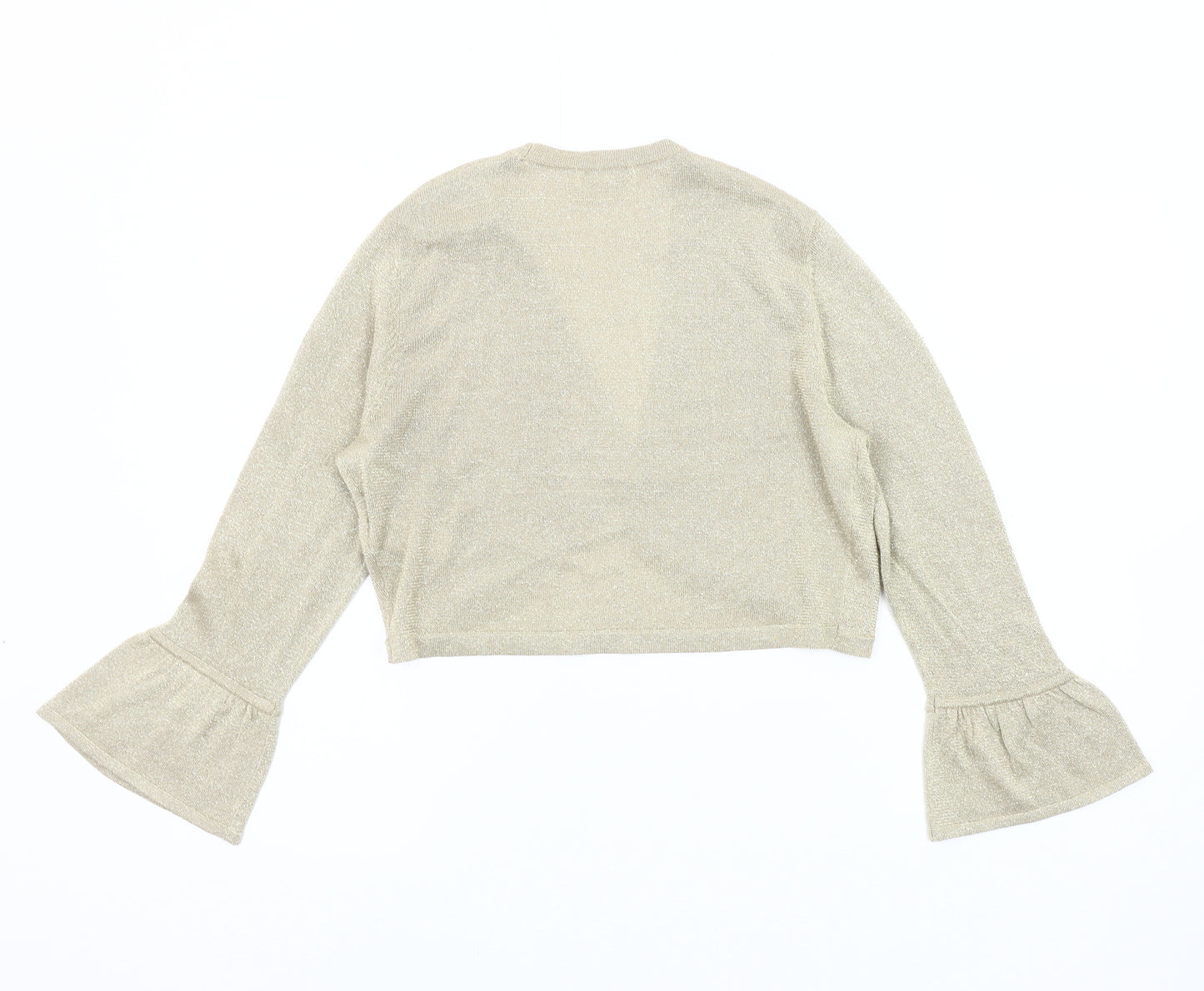 Monsoon Women Gold Shrug M Bell Sleeve Casual