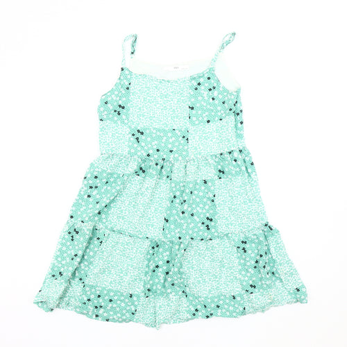 Marks and Spencer Girls Green Floral Pinafore Dress, 10-11 Years