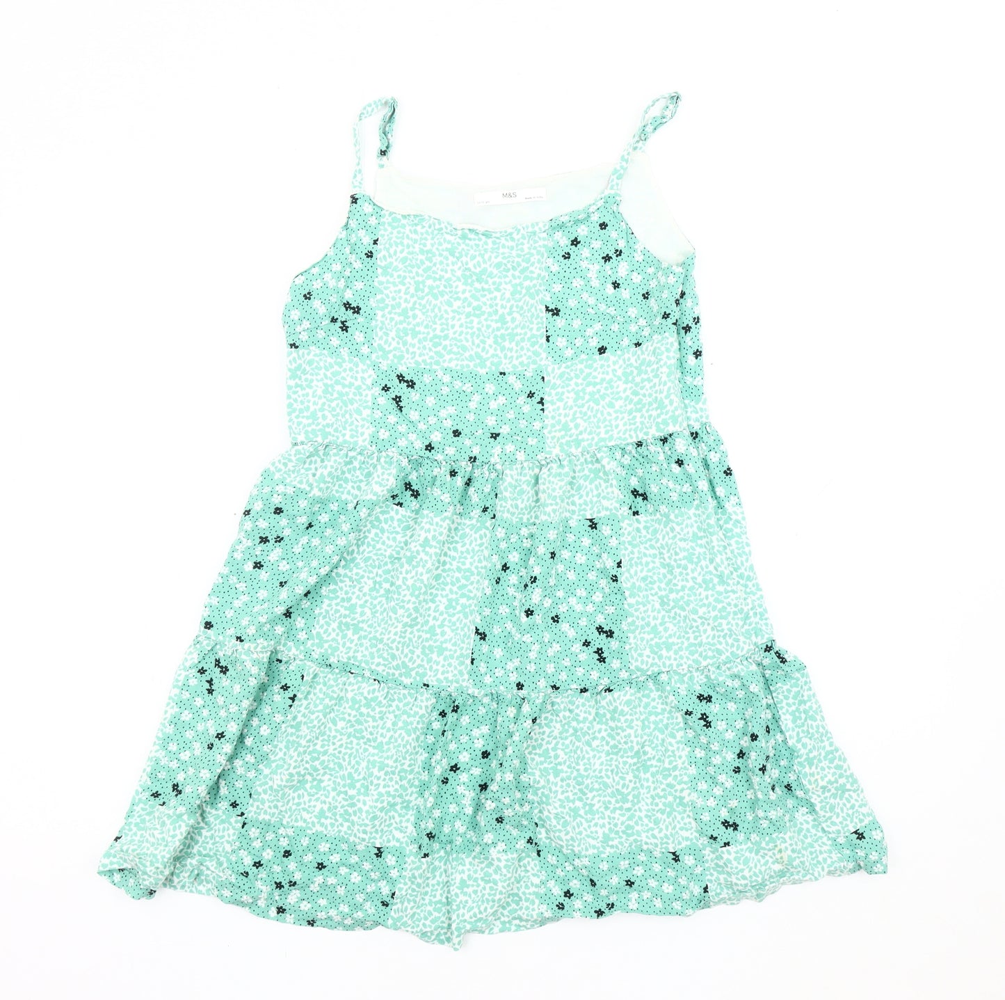 Marks and Spencer Girls Green Floral Pinafore Dress, 10-11 Years