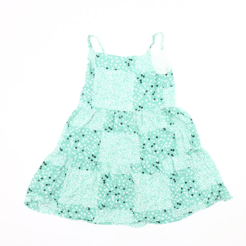 Marks and Spencer Girls Green Floral Pinafore Dress, 10-11 Years