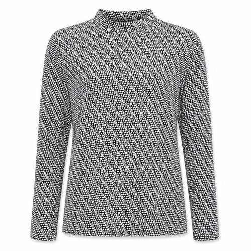 Christian Siriano Women's Black Geometric Long Sleeve Top