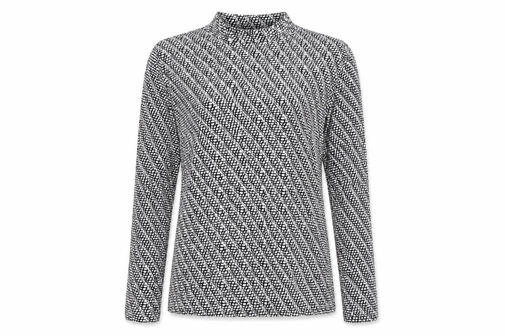 Christian Siriano Women's Black Geometric Long Sleeve Top