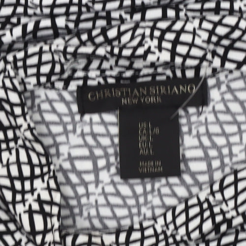 Christian Siriano Women's Black Geometric Long Sleeve Top