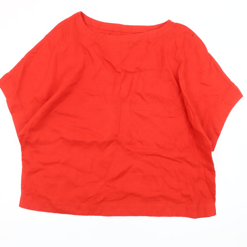 Marks and Spencer Women's Red Linen Blouse - Size 16