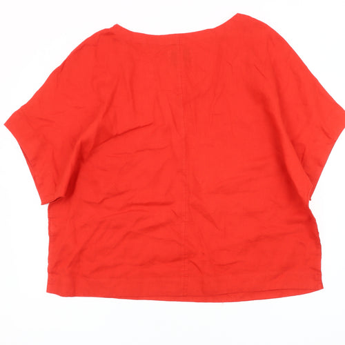 Marks and Spencer Women's Red Linen Blouse - Size 16