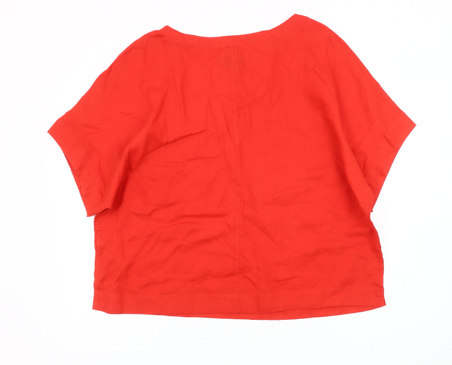 Marks and Spencer Women's Red Linen Blouse - Size 16