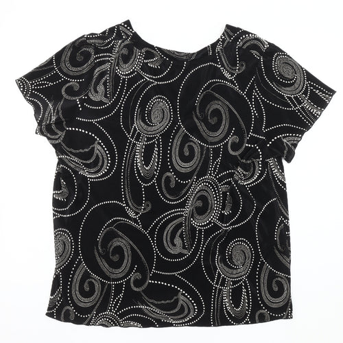 Evans Women's Black Geometric V-Neck Plus Top