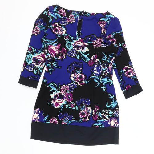 M&Co Women's Multicoloured Floral 3/4 Sleeve Dress
