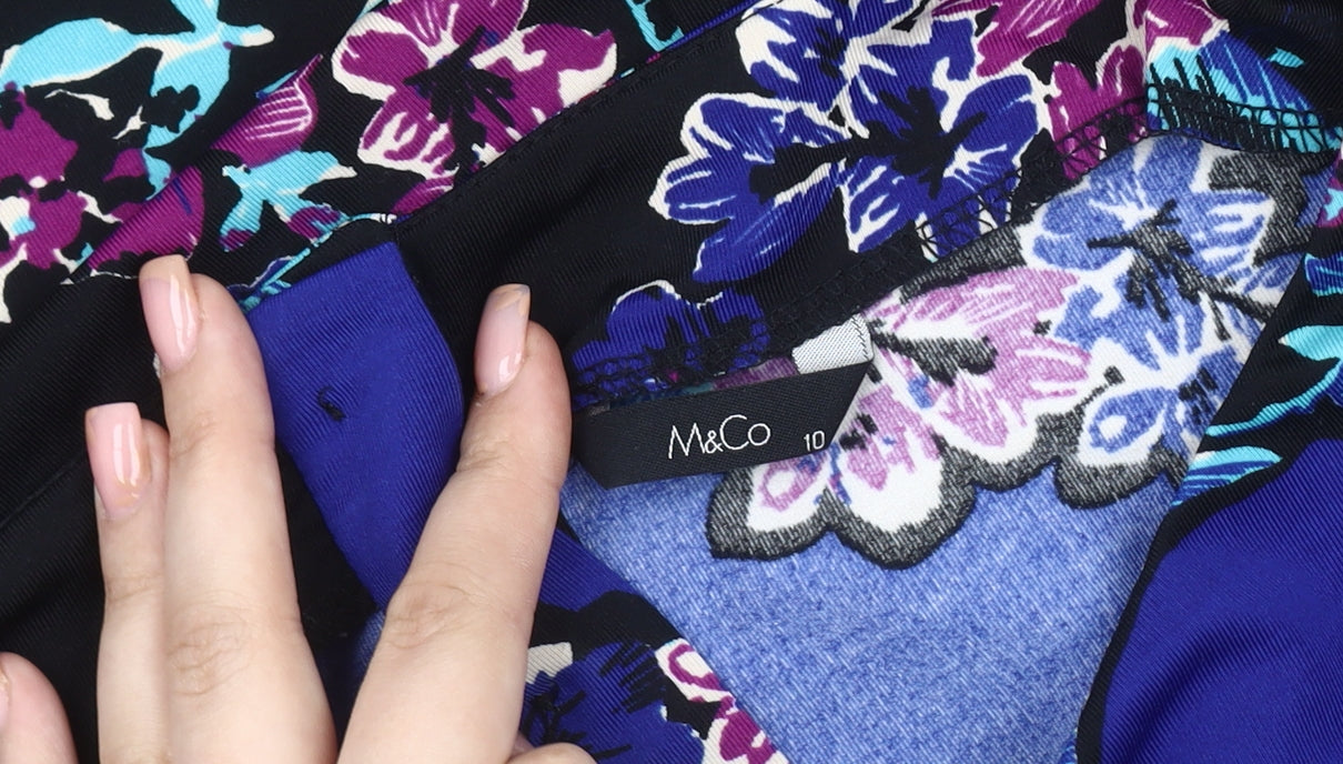 M&Co Women's Multicoloured Floral 3/4 Sleeve Dress