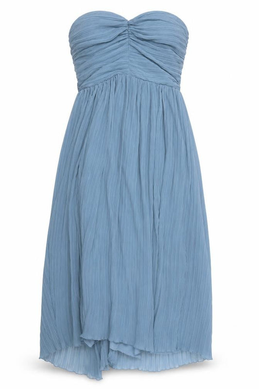 Front view of Zara Women's Blue Strapless A-Line Dress, size 4