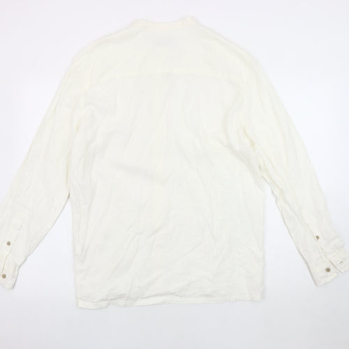 Bershka Women's White Relaxed Button-Up Shirt 10
