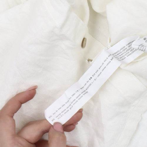 Bershka Women's White Relaxed Button-Up Shirt 10