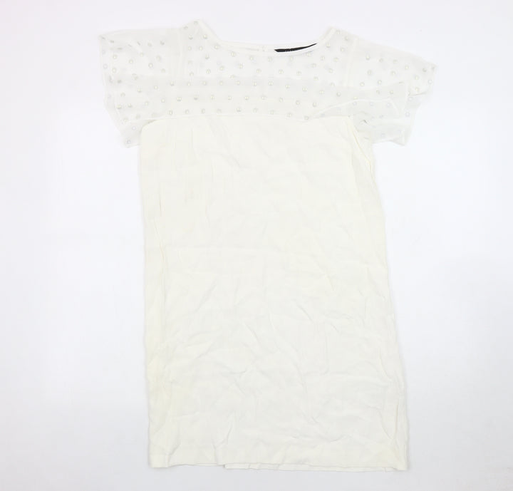 Zara Woman Ivory Shift Dress Women M Size 12