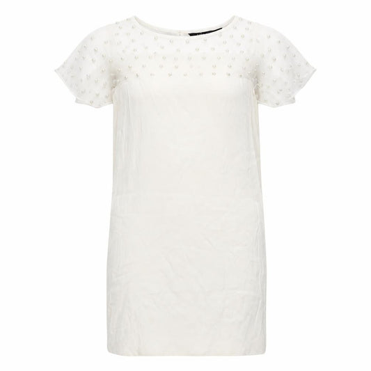 Front view of Zara Woman Ivory Shift Dress Women M, size 12